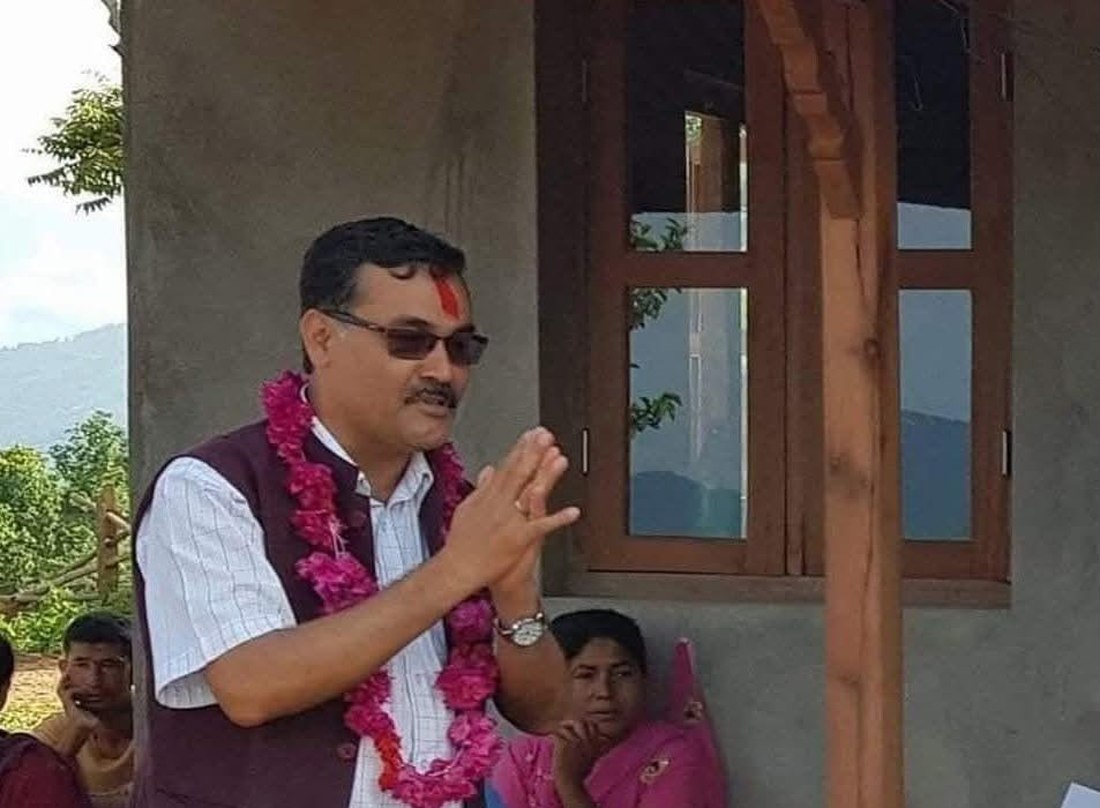 Deepak Babu Kandel at a community programme in Palungtar